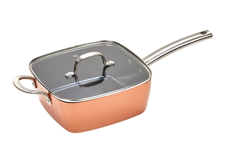Copper Chef 12 Inch Diamond Fry Pan, Square Frying Pan With Lid